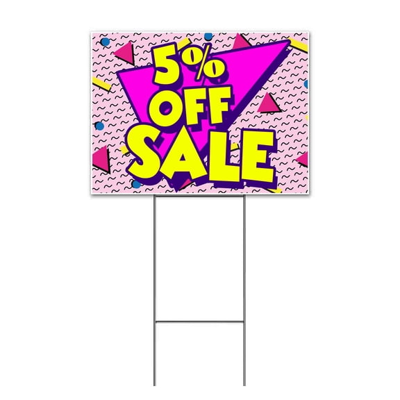 Pink 80 5% Off Sale (18" x 24") Yard Sign, Includes Metal Step Stake