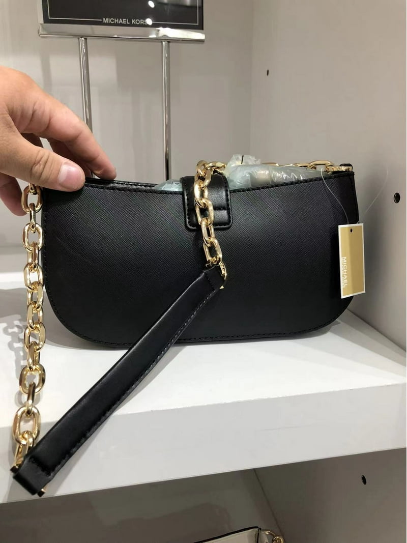 Michael Kors Carmen XS Leather Handbag, Black, Shoulder Bag with