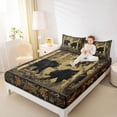 thumbnail image 4 of Homewish Safari Wolf Full Size Sheets,Rustic Flower Leaves Bed Sheets,Brown Beige Black Sheet Sets For Boys Teens,Microfiber Bedroom Decor,4-Piece, 4 of 7