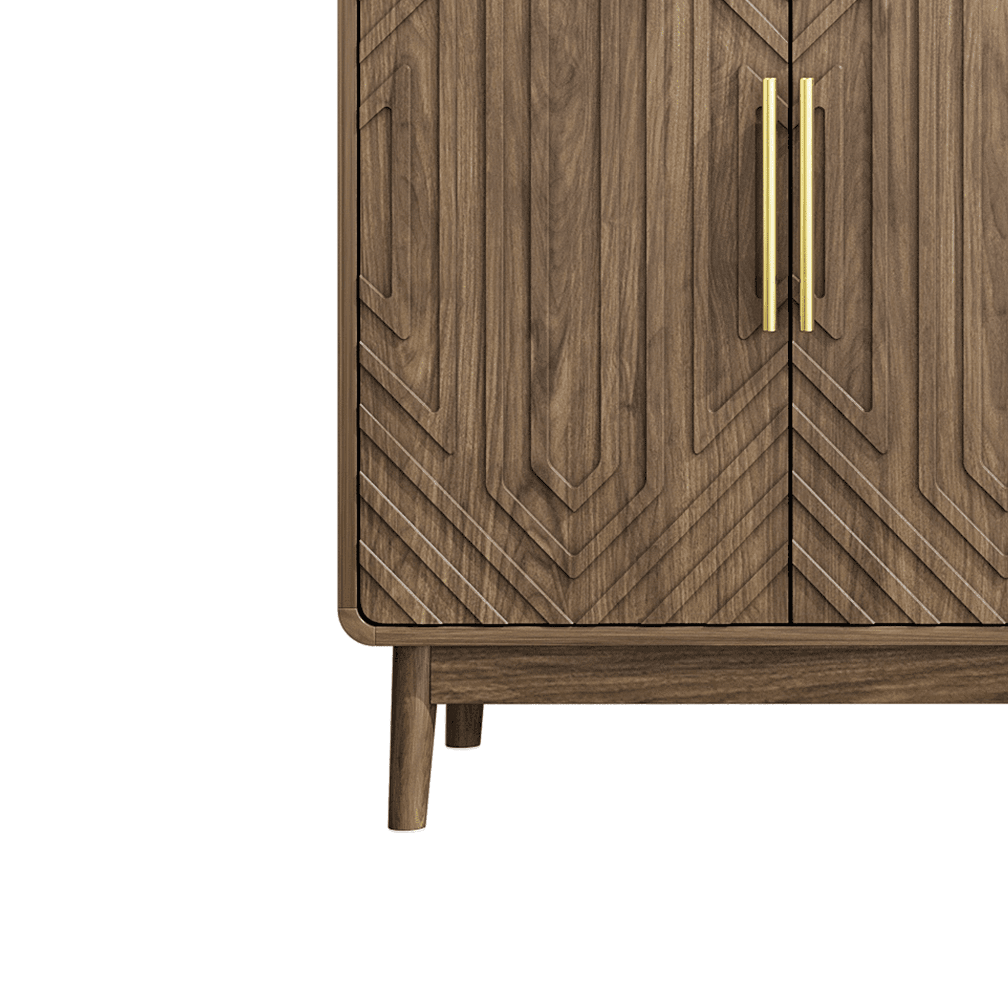 Sideboard Buffet Cabinet With Storage, Carved 4 Door Sideboard, Multifunctional Accent Cabinet With Adjustable Layer Board For Living Room, Entryway, Hallway, Office, Kitchen and Dining Room