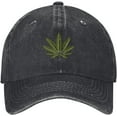 thumbnail image 2 of Cannabis Leaf Baseball Cap for Men Women Adjustable Vintage 100% Washed Cotton Dad Hat, 2 of 7