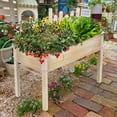 thumbnail image 3 of Yacona 48" x 24" x 31" Wooden Planter Box, Outdoor Raised Garden Bed with Legs, for Herbs Flowers Vegetables, 3 of 10