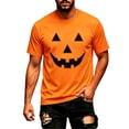 thumbnail image 4 of CONFREE Halloween Mens Short Sleeve Tshirts Crew Neck Hallowmas Pumpkin Face Graphic Lightweight T-Shirts, 4 of 7