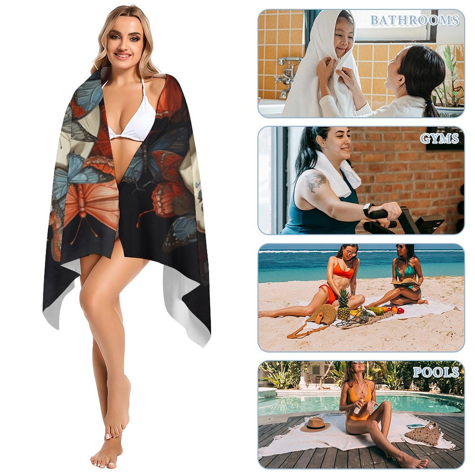 Gothic Skull Lover Oversized Beach Towel XL Pool Camping Swim Towels 32''x63'' Soft Blanket Accessories Must Vacation Necessities Adult