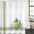 thumbnail image 2 of Fall Shower Curtain, Waterproof Shower Curtains for Bathroom, Sage Green Pumpkin Thanksgiving Stripe Leaf Washable Fabric Bathtub Curtain Set Bath Decor with 12 Hooks Long 72"x84", 2 of 8