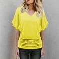 thumbnail image 2 of Mohiass Batwing Short Sleeve Dolman Tops for Women Plus Size Banded Bottom Fold Hem Top Casual Loose Flowy T Shirts Yellow S, 2 of 5