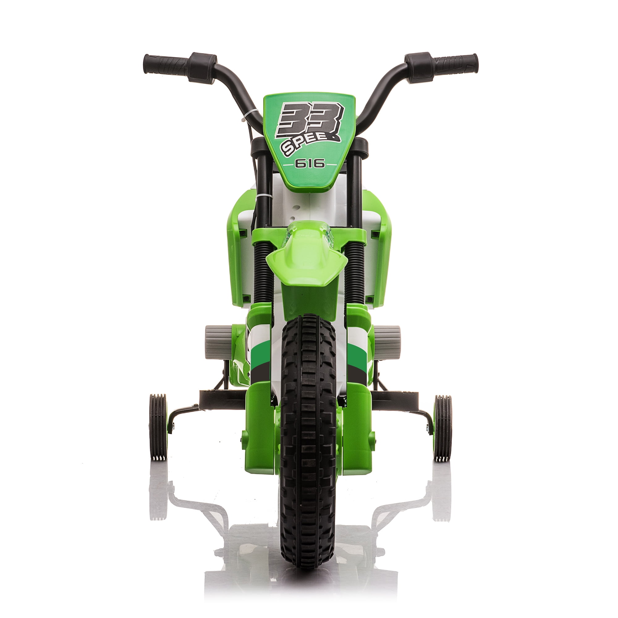 Jaxpety 12V Electric Ride on Motorbike Toy for Boy&Girl,w/Training Wheels,Age 3-6,Green