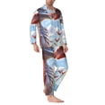 thumbnail image 2 of Uemuo Red And White Bird Couple Pattern 2-Piece Loungewear Set - Men’s Soft Sleepwear, Cozy Winter PJs, Comfy Sleep Set-, 2 of 7