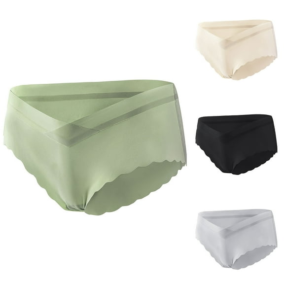 Swuxness Women's Plus Size Low Waist Briefs, Women's Panties, Women's Seamless Ice Silk Low Waist Comfortable Breathable Plus Size Maternity Panties Beige, M