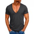 thumbnail image 2 of Fewfanhot Men's Waffle Knit Deep V-Neck T-Shirts, Casual Slim Fit Short Sleeve Tops, Lightweight Breathable Shirts for Men Daily Wear, S-XXL, 2 of 7