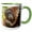 Green/White, variant on 3drose, Indonesia, Borneo, Kalimantan. Female Orangutan with Baby., 11oz Two-tone Red Mug