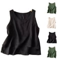 thumbnail image 1 of Ashirexll Débardeurs pour Femmes Vintage en Lin Brodé Sans Manches Col Rond Ample Décontracté Confortable Blouses Tops, 1 of 4