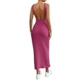 thumbnail image 4 of xiaxaixu Femmes Tricot Robe, Sans Manches Dos Solide Slim Ajustement Robe Longue d'Été pour Cocktail de Fête, 4 of 9