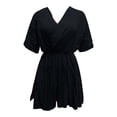 thumbnail image 4 of Kureaily Women's Jumpsuit V Neck Wide Leg Short Sleeve Romper Casual Summer Outfit For Daily Wear Home Comfortable Women Casual Jumpsuit, 4 of 4