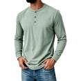 thumbnail image 3 of Resicozy Mens Henley Shirts Long Sleeve Casual T-Shirt Basic Lightweight Pullover Tees Mint Green L, 3 of 7