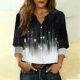thumbnail image 2 of YUGYXL Button Down Shirts for Women 3/4 Length Sleeve Business Casual Blouses Summer Tops A Black S, 2 of 6