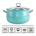 thumbnail image 3 of STPgoods Enameled Aluminum Soup Pot 4 Qt (3.8 L) Azure Belly Deep Casserole Cooking Pot with Glass Lid Enameled Camping Cookware Camping Stockpot for Cooking, 3 of 10