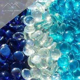 Fire Pit Glass Aqua Dark Blue Blend Reflective Fire Glass Beads