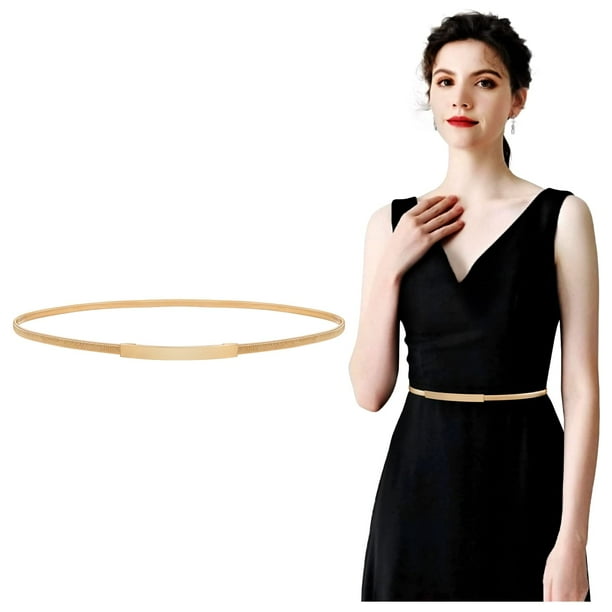 Cinturón JASGOOD para mujer, delgado, con cadena elástica de metal dorado