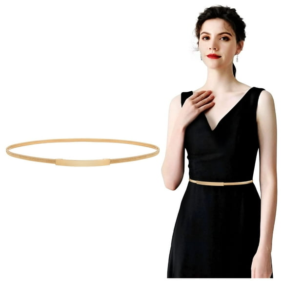 Cinturón JASGOOD para mujer, delgado, con cadena elástica de metal dorado