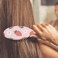 thumbnail image 3 of Fresh Strawberry Hair Brush, Sweet Red Berry Pattern Detangling Paddle Brush, Fruit Design, Soft Bristle Brush, 3 of 7