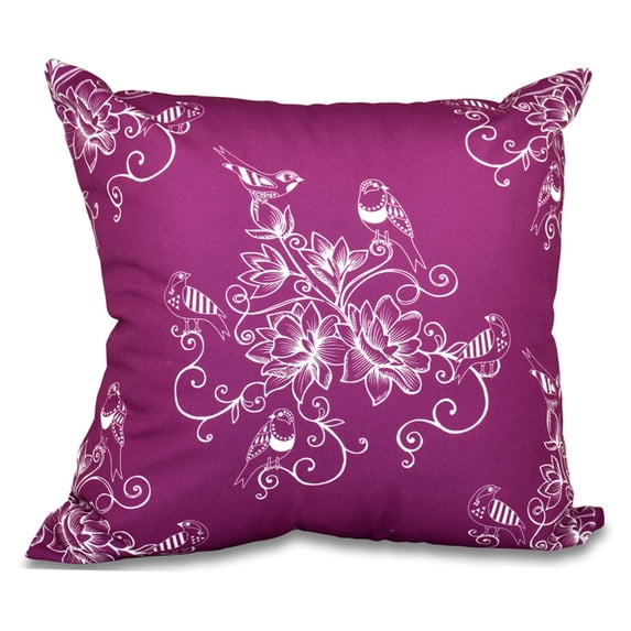 E by Design Botanical Blooms Morning Birds Decorative Pillow