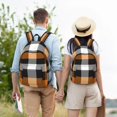 thumbnail image 6 of Naloa Canvas Backpack for Men Women Orange Plaid Print Rucksack Casual Travel Daypack Large and Small Durable College Tote Satchel Bookbag for Teens, 6 of 8