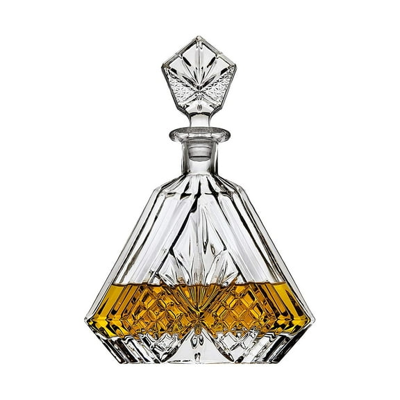 Lefonte Whiskey Decanter for Liquor Scotch Bourbon or Wine, Irish cut Triangular - 750ml