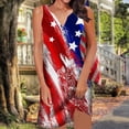 thumbnail image 2 of Hwmodou Women Dresses Casual Round Neck Hollow Ring Colorful Independence Day Printed Sleeveless Vacation Simple Dress Cozy Female Sundress, 2 of 5