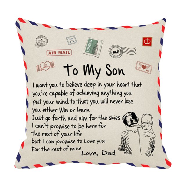 Toystoory Funda de almohada de piel de melocotón con letras de 45x45cm, diseño personalizado, funda de almohada decorativa, funda de cojín para el Decoración del hogar papa a hijo Toystoory HA002997-01