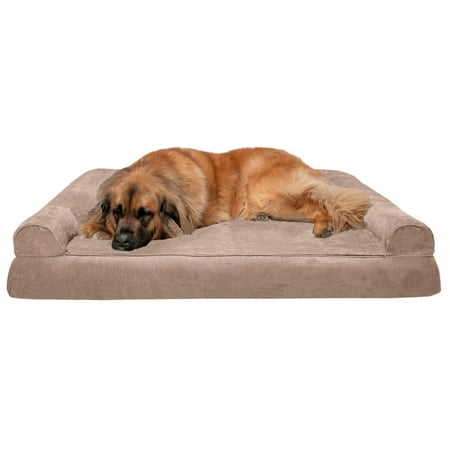 UPC: 0842229125757 | FurHaven Pet Products Plush & Suede Orthopedic Sofa-Style Pet Bed for Dogs & Cats – Almondine Jumbo Plus