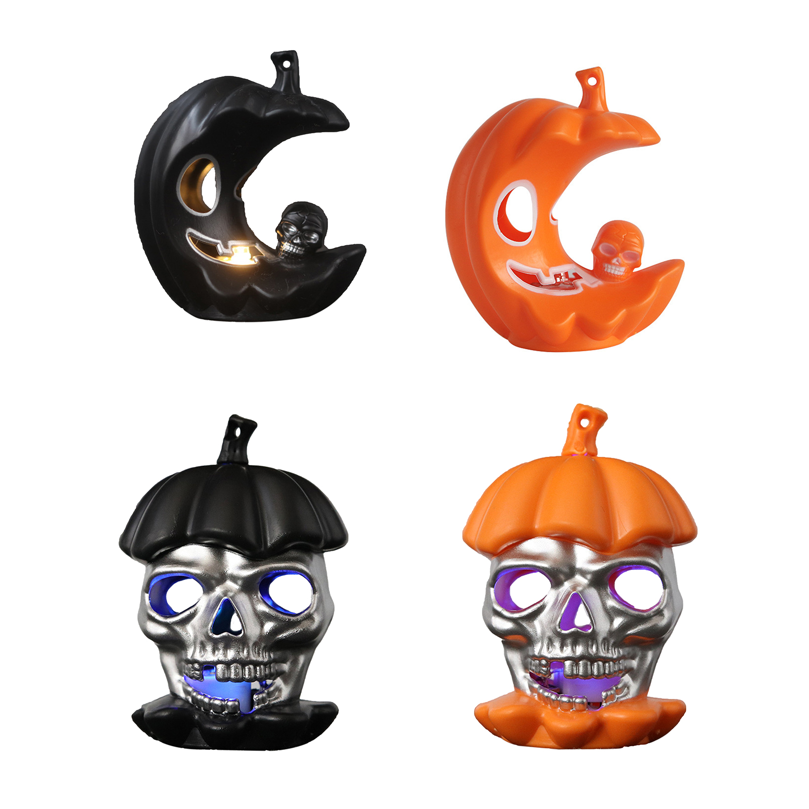 Fairnull 4Pcs Pumpkin Skull Lantern Hanging Ambient Light Festival