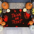 thumbnail image 2 of Halloween Unique Trick Or Treat Kitchen Rugs Outdoor Kitchen Mat Cushioned Scary Door Mat Funny Handprint Door Rugs Crystal Velvet 17" X 30", 2 of 6