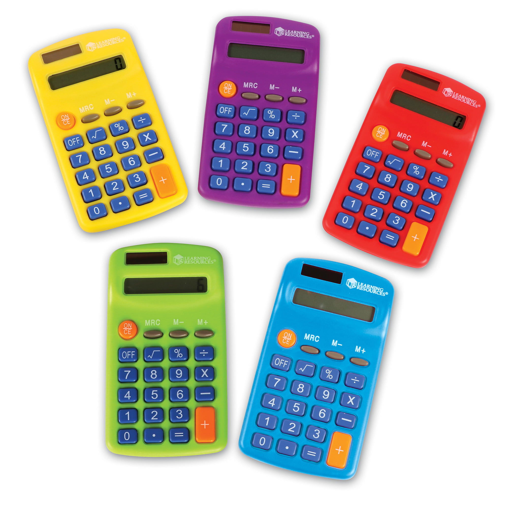 Learning Resources Rainbow Calculators, Basic Solar Powered Calculators