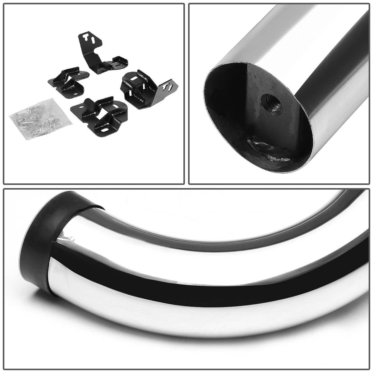 DNA Motoring 3" OD Chrome Side Step Nerf Bars Running Boards for 2009-2014 Ford F150 Supercrew
