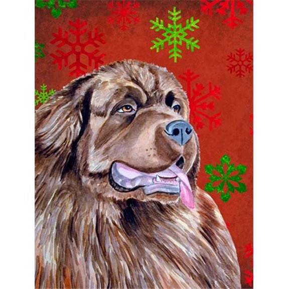 11 x 15 In. Newfoundland Red And Green Snowflakes Holiday Christmas Flag, Garden Size