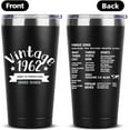 thumbnail image 2 of 20 oz Double-sided Vintage 1962 Coffee Tumbler Cup With Old Time Information, 60th Birthday Gifts for Women Men Parents, 60th Birthday Decoration, 60th Vacuum Cup with Lid Black, 2 of 6