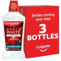 Colgate Optic White Whitening Mouthwash, 2% Hydrogen Peroxide, Fresh Mint, 32 fl oz, 3 Pack