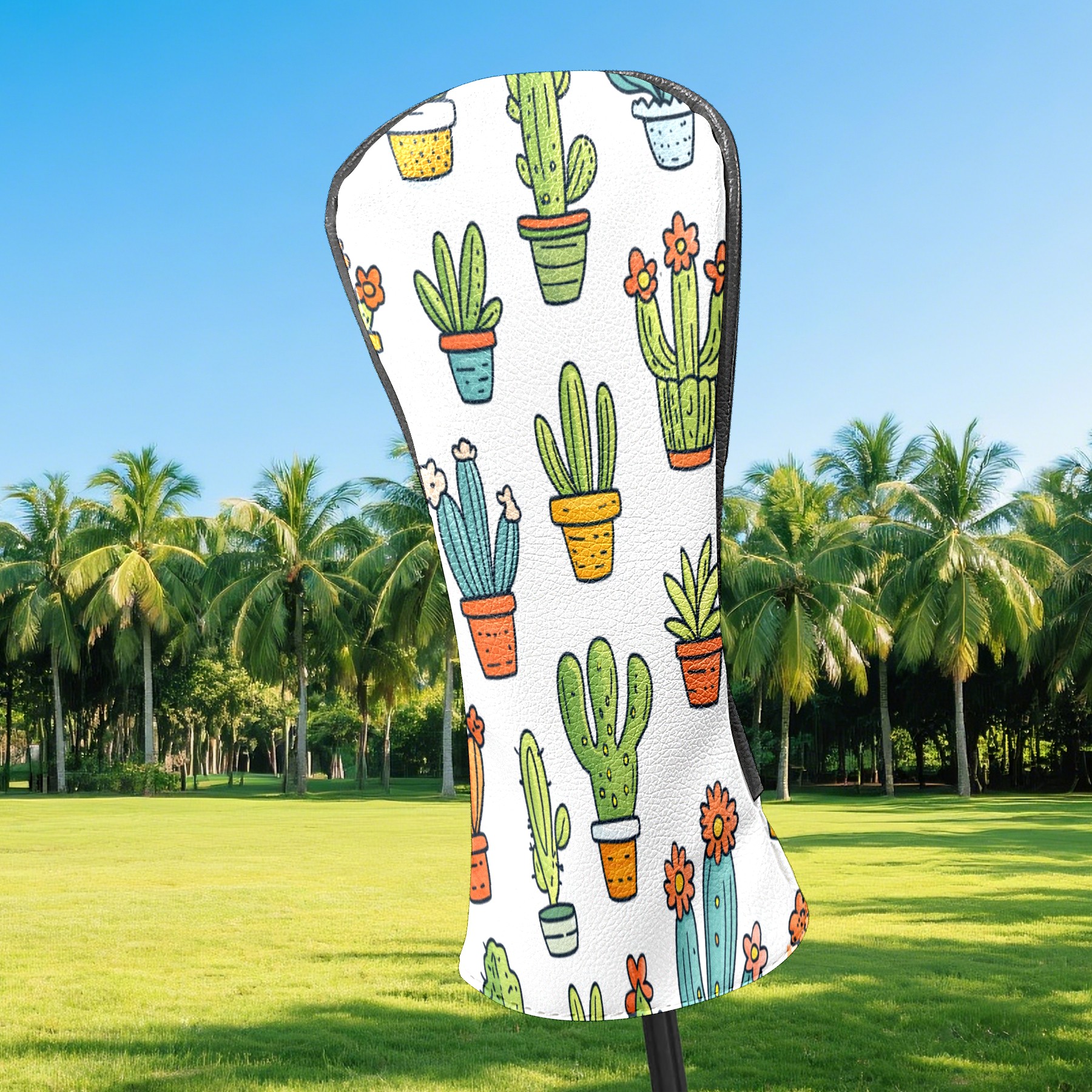 Golf Club Covers PU Leather Waterproof Head Covers for Fairway Woods Hybrids Succulents