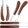 thumbnail image 5 of JOWNEEL Left and Right Handed Hoof Knives with Wooden Handle 2Pack Farrier Hoof Trimming Knife Set of Horses Cow Donkey, 5 of 7