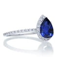 thumbnail image 2 of 1.5 Carat Classic Pear Cut Sapphire With Diamond Celebrity Engagement Ring on 10k White Gold, 2 of 3