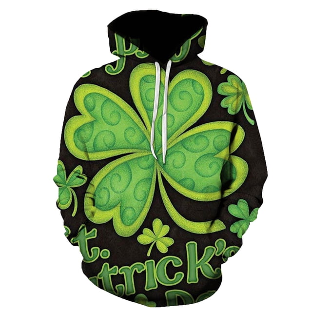 DPTALR Chandails en Molleton à Capuche pour Hommes, Impression Numérique 3D, Manches Longues, Poche, Décontracté pour la Saint-Patrick