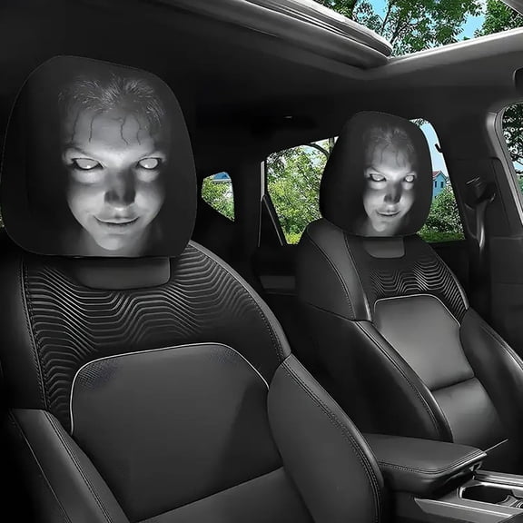 2Pcs Scary Headrest Covers for Cars, Horror Face Car Headrest Cover