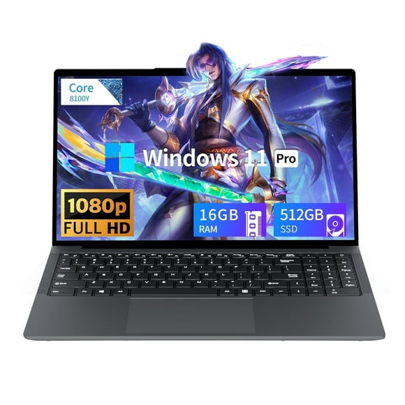 KUU 15.6" Windows 11 Pro Business Laptop, 16GB RAM 512GB SSD, Intel Core i3, Up to 3.4GHz,FHD 16:10 Display Wifi5 BT 5.0 for Student, Business, Gaming