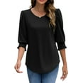 thumbnail image 5 of Fantaslook Blouses for Women Dressy Casual 3/4 Length Sleeve Womens Tops with Smocked Cuffs Fashion Shirts, 5 of 9
