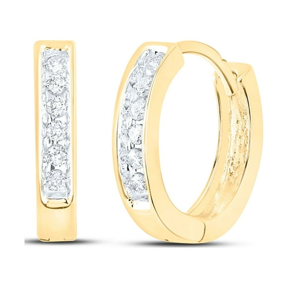 10kt Yellow Gold Womens Round Diamond Hoop Earrings 1/8 Cttw