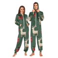 thumbnail image 3 of White Reindeer with Christmas Gift Adult's Hoodie Onesie Jumpsuit One-Piece Pajamas with Zipper Unisex for Holiday L, 3 of 7