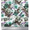 thumbnail image 1 of Soimoi Cotton Duck Fabric Leaves & Rose Flower Decor Fabric Printed Yard 42 Inch Wide, 1 of 1