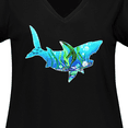 thumbnail image 4 of Inktastic Shark Shaped Aquarium Scene Women's Plus Size V-Neck T-Shirt, 4 of 5