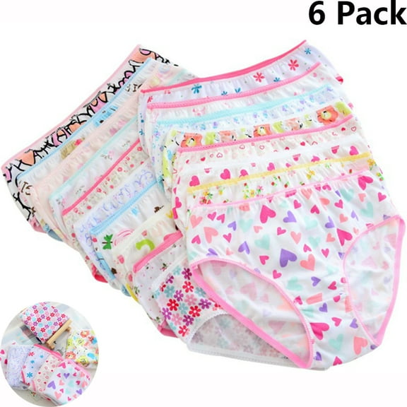6Pcs/Pack Cute Cotton Underwear For Girls Children Underpants Short Underwear Panty 0-12 Years